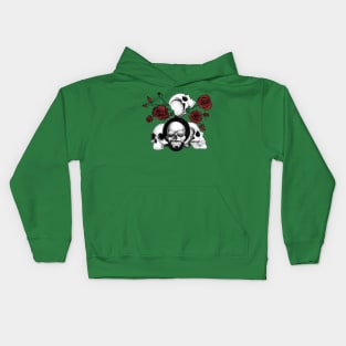 Grunge skulls and roses (afro skull included. Color version) Kids Hoodie